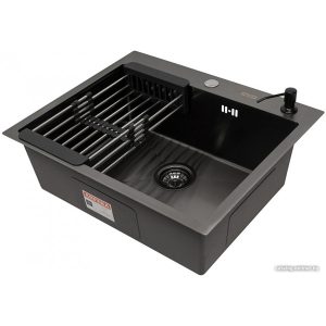 Кухонная мойка ARFEKA ECO AR мойка 600*500, коландер, дозатор BLACK