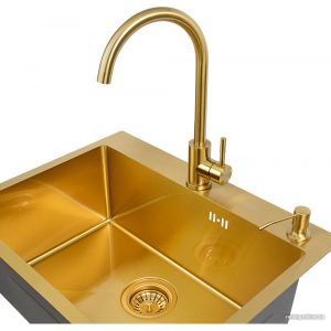 Кухонная мойка ARFEKA Eco AR 600*450 + AF SD-03SS304 + ZP DS GOLDEN PVD NANO